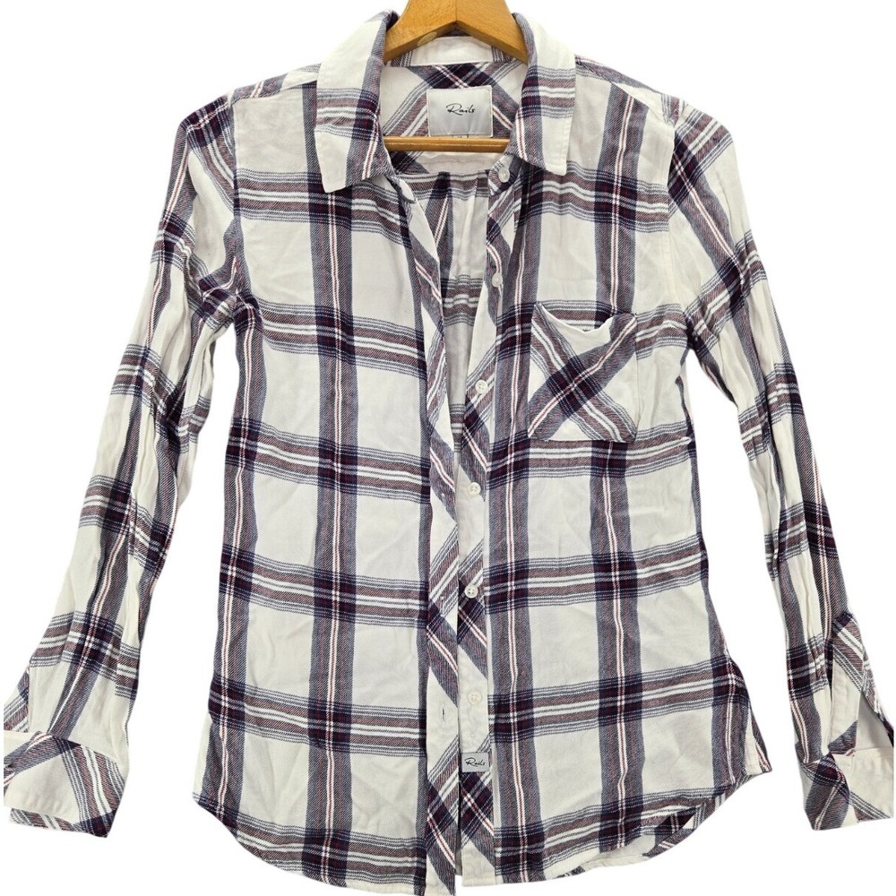 Rails Hunter Plaid Shirt Buttondown White Scarlet Size X Small XS Top Soft